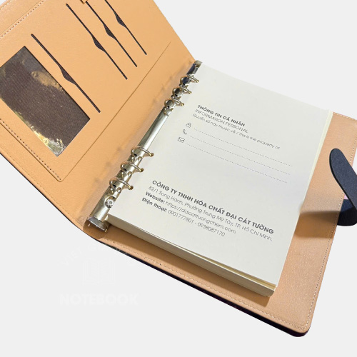 sổ da bìa còng chất lượng cao in logo thương hiệu theo yêu cầu