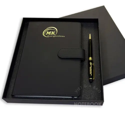 Làm bộ sổ da quà tặng doanh nghiệp in logo bút ký hộp đựng cao cấp